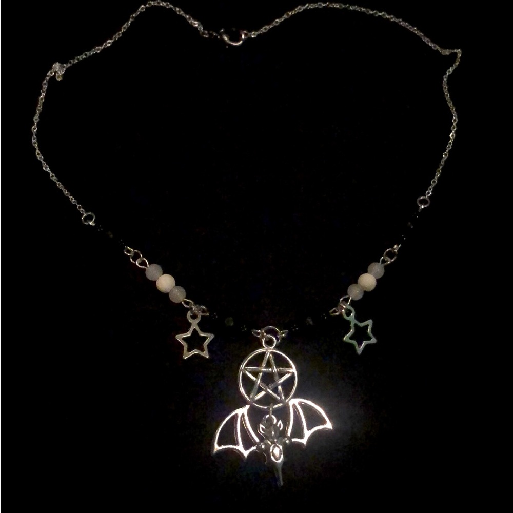 Satanic bat necklace